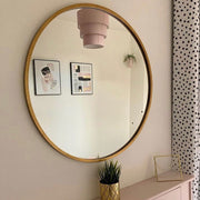 Large Round Gold Framed Wall Mounted Mirror
