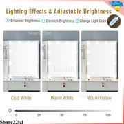 Dressing Table White Vanity Set Makeup Desk with Stool Mirror 6Drawer LED Lights