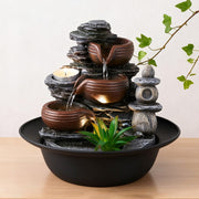 Water Feature Indoor Tabletop LED Sound Fountain Waterfall Home Decor 3 Bowls