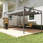 4 x 3m Metal Pergola Gazebo Patio Sun Shelter Retractable Canopy Grey