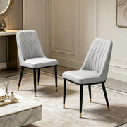 Set of 2 Dining Chairs PU Leather Padded Seat Metal Legs Home Kitchen Office