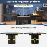 Extendable Dining Table 4-6 Seater Oval Wood Storage Shelf Space Saving Black