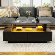 Led Coffee Table With 2 Drawer Storage, High Gloss Coffee Table For Living Room