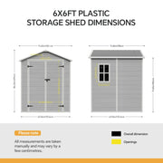 Grey Wood Grain Plastic Garden Shed 6x8 6x6 5x3 Outdoor Tool Bike Storage House