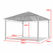 4x4 m Garden Gazebo outdoor pavilion aluminium frame hardtop polycarbonat roof
