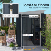 7.6 x 4ft Outdoor Garden Storage Shed with Window, Dark Grey