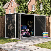Garden Shed 7x4ft Plastic Tools Storage House with Floor & Lockable Double Doors