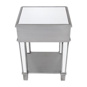 Silver Mirrored End Table with 1 Chest of Drawer Sofa Side Accent Table Storage