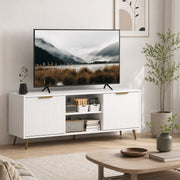 Modern TV Stand Cabinet with Storage for Living Room, White