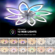 RGB LED Ceiling Fan Light Dimmable Chandelier Living Room Lamp W/ Remote Control