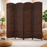 DARK BROWN ROOM DIVIDER 6 PANEL SOLID WEAVE WICKER FOLDING PRIVACY SCREEN PANEL
