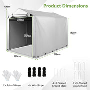 Heavy-Duty Outdoor Storage Shed 218 x 160 CM Portable Garage Silver