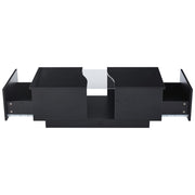 Led Coffee Table with 2 Drawer Storage, High Gloss Coffee Table for Living Room