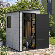 5X4FT Plastic Garden Shed Outdoor Tool Storage Sheds Lockable House with Window
