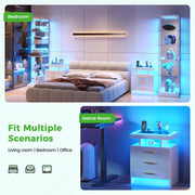 Smart LED Bedside Cabinet with Wireless Charging Station & Motion Sensor Lights