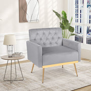 Modern Velvet Accent Chair Upholstered Armchair Sofa Chair-Grey
