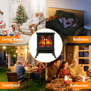 Electric Fireplace Log Burning Flame Effect Stove Fire Heater Black 750/2000W UK