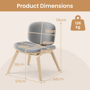 Modern Accent Chair Upholstered Side Chair with Curved Backrest-Natural