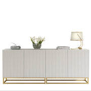 TV Unit TV Stand Sideboard Cabinet Media Console White Gold Fluted Modular 200cm
