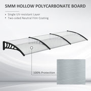 Door Canopy Outdoor Awning Rain Shelter for Window Porch 303x96 Clear