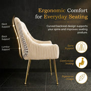 Dining Chairs Set of 2 Upholstered Tufted Velvet Kitchen Chairs Gold Legs Modern