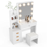 Dressing Table With Drawers LED Mirror Set Makeup Desk Vanity Table Bedroom UK