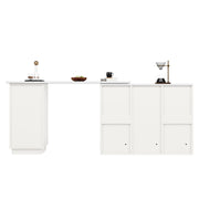 Kitchen Island Breakfast Bar Dining Table with Storage Cabinet Cupboard White