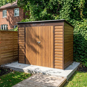 8 x 4FT Metal Garden Storage Shed with 2 Door Wood Grain Effect Bike Tool House