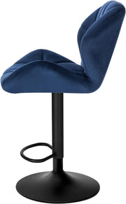 WOLTU Blue Velvet Padded Bar Stools 2PCs Bar Chairs Swivel Gas Lift w/ Backrest