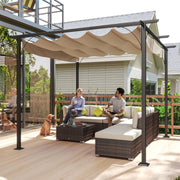 3x3m Outdoor Pergola Metal Gazebo Porch Awning Retractable Canopy