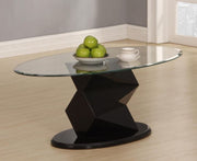 CLEAR GLASS COFFEE TABLE BLACK HIGH GLOSS BASE ROWLEY LIVING ROOM FURNITURE
