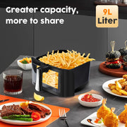 OYAJIA Air Fryer 10L with Easy-View Window, Touch Controls, Nonstick, 6 Function