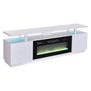 Living Room TV Stand Unit Cabinet with Electric Fireplace 12 Colour LED Lights