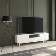 TV Unit TV Stand Sideboard Cabinet Cupboard White Gold Carved Doors 180cm