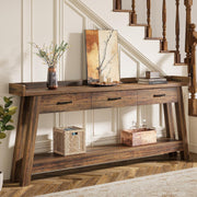 70.9-Inch Long Console Table with 3 Drawers & Open Storage Shelves for Entryway