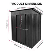 6 x 4 FT Garden Shed Storage Shed Waterproof with Foundation Kit and Vents, Grey