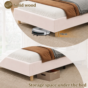3FT Single Pink Velvet Bed Frame USB Reading Light Kids Girls Headboard