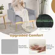 Modern Velvet Accent Chair Upholstered Armchair Sofa Chair-Grey