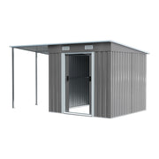 5.5 X 5.5FT Metal Garden Shed Tools Bikes Storage House Shelter with Side Canopy