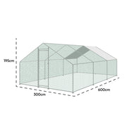 6x3m WALK IN CHICKEN RUN COOP LARGE OUTDOOR PEN METAL DUCK HEN POULTRY CAGE SHED