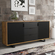 Sideboard TV Unit Cabinet Storage Modern Slatted Doors Drawers Sleek 140cm