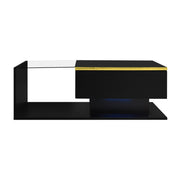 Coffee Table with LED Light, High-Gloss Black Tea Table Living Room Furniture