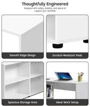 L-Shaped Corner Computer Desk Home Office Workstation with 4 Storage Shelves
