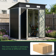 Garden Shed 6X4FT Metal Pent Roof Outdoor Storage Tool House with Lockable Door