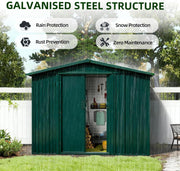 8 x 6ft Garden Storage Shed Outdoor Metal Garden Sheds with Sliding Door & Vents