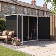 Garden Shed 7x4ft Plastic Tools Storage House with Floor & Lockable Double Doors