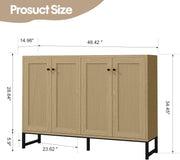 Sideboard Cabinet Rattan Doors Storage Console Farmhouse Natural Wood Unit