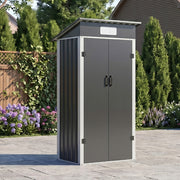 Metal Garden Shed 3X2FT Pent Roof Outdoor Tool Storage House with Lockable Door
