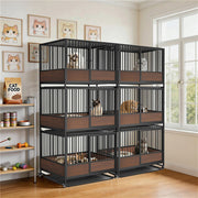 Movable Metal Tube Cat Cage Stackable Crate Kennel Indoor for Cat Boarding Shops