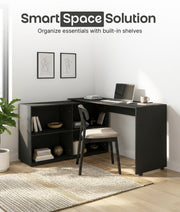 L-Shaped Corner Computer Desk Home Office Workstation with 4 Storage Shelves